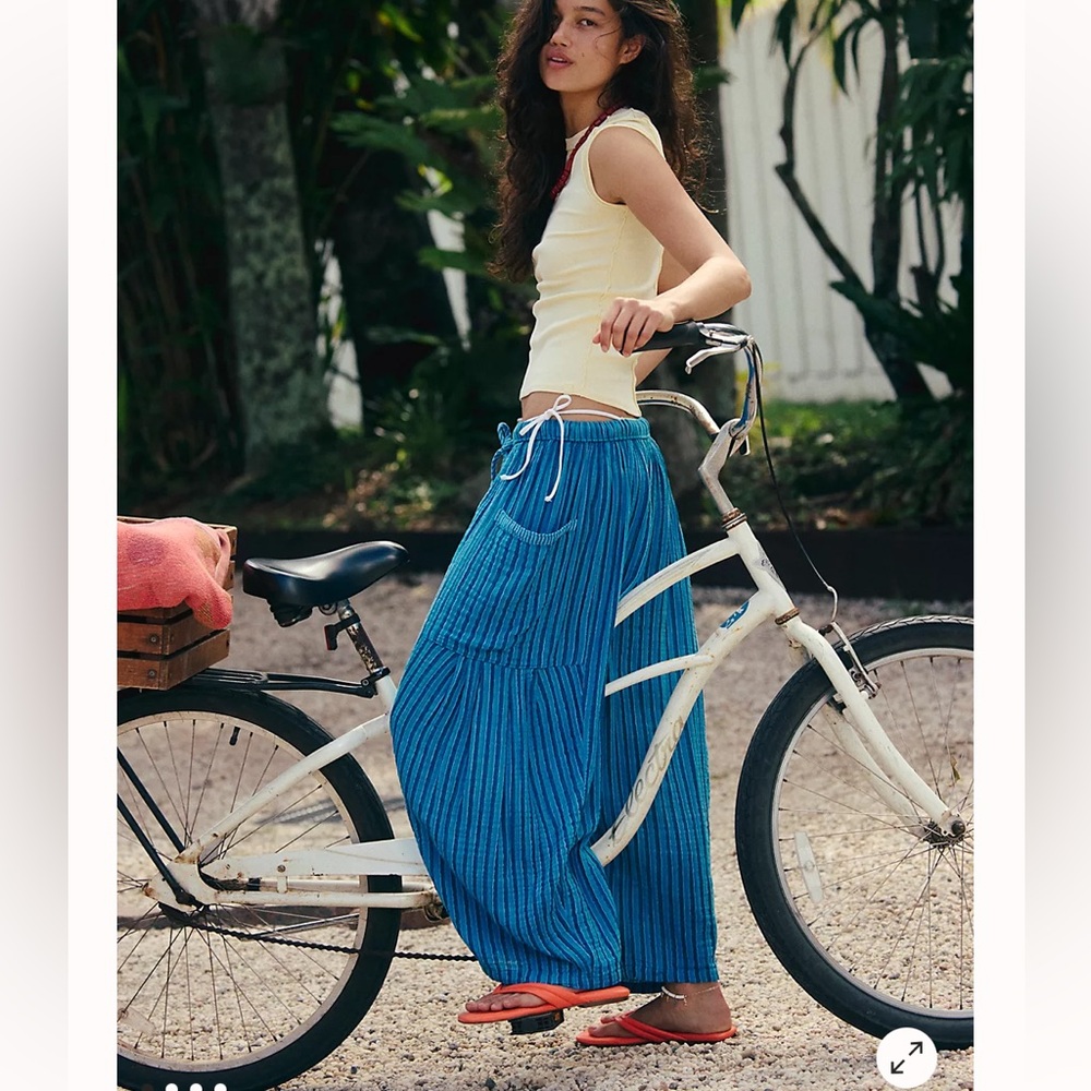 Free People Blue Striped Quinn Pants XL